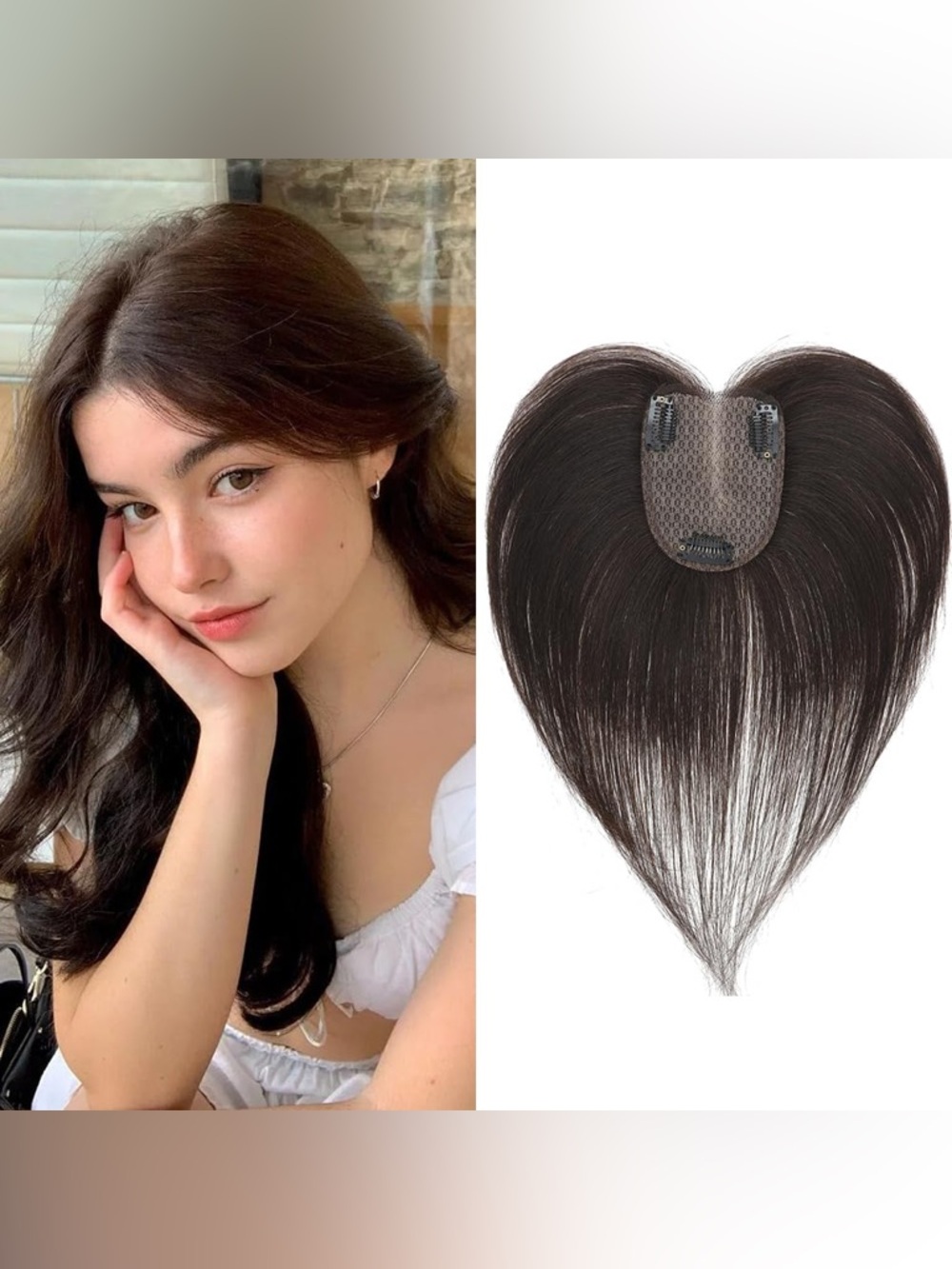 HUMAN HAIR NWT Eliza Hair Topper Brown 12” 4x4 Lace Base in Brown